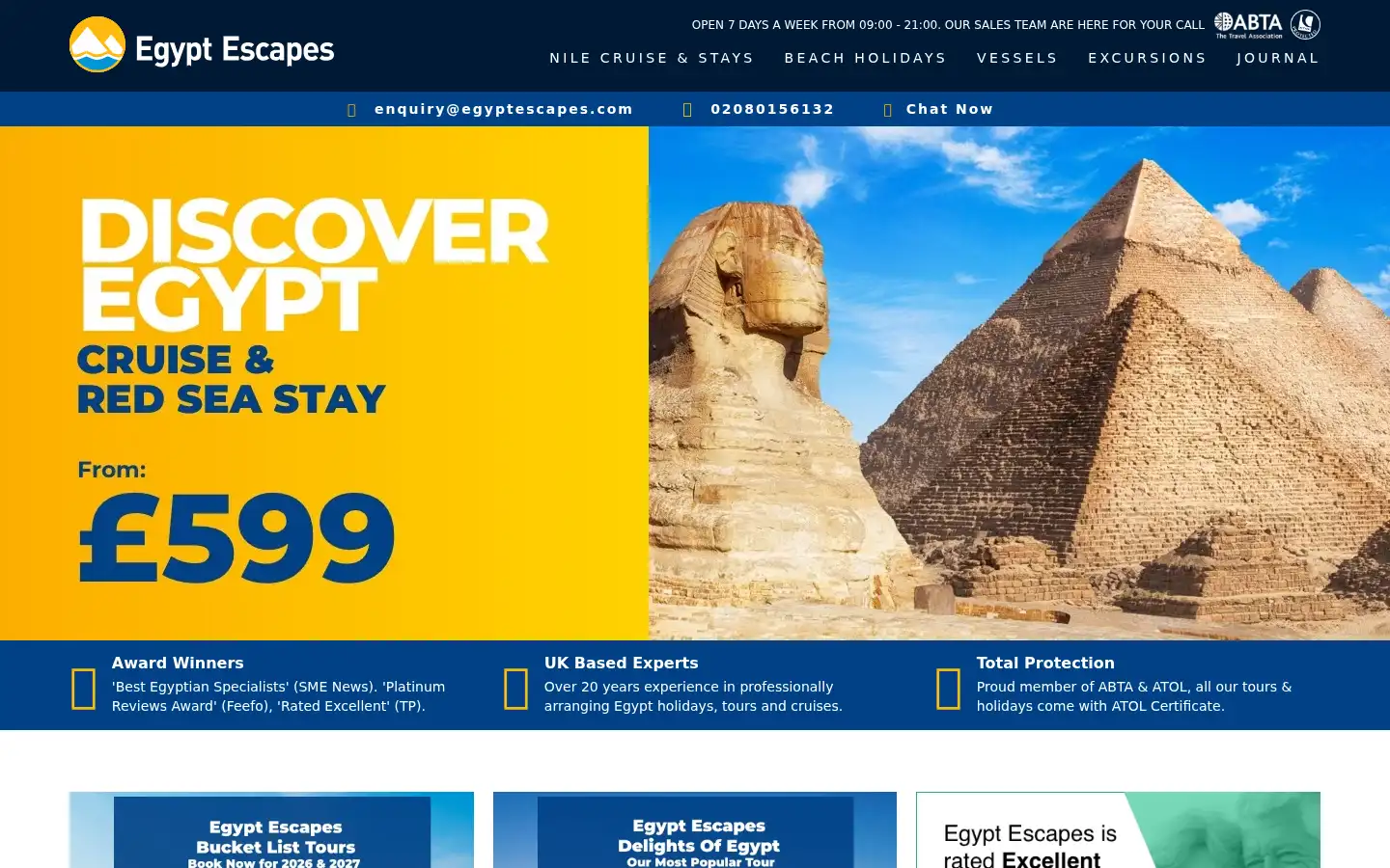 Screenshot of egyptescapes.com
