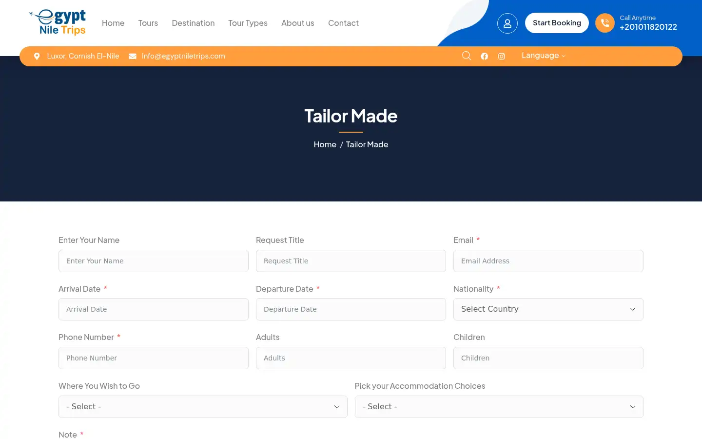 Screenshot of egyptniletrips.com