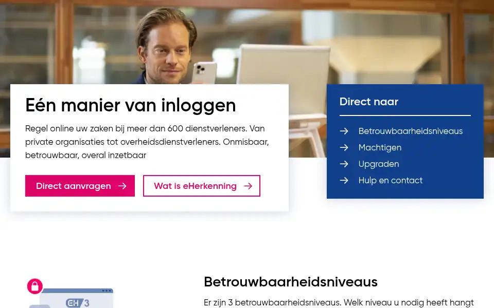 Screenshot of eherkenning.nl
