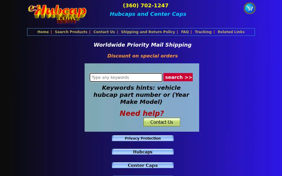 Screenshot of ehubcap.com