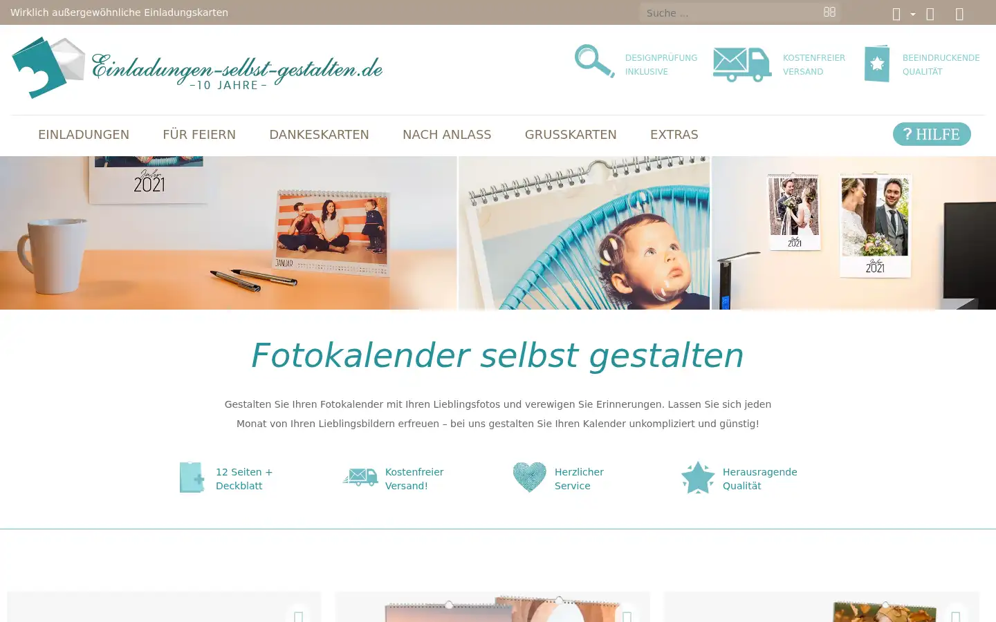 Screenshot of einladungen-selbst-gestalten.de