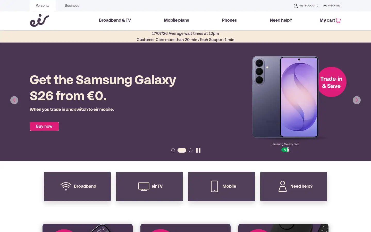 Screenshot of eir.ie