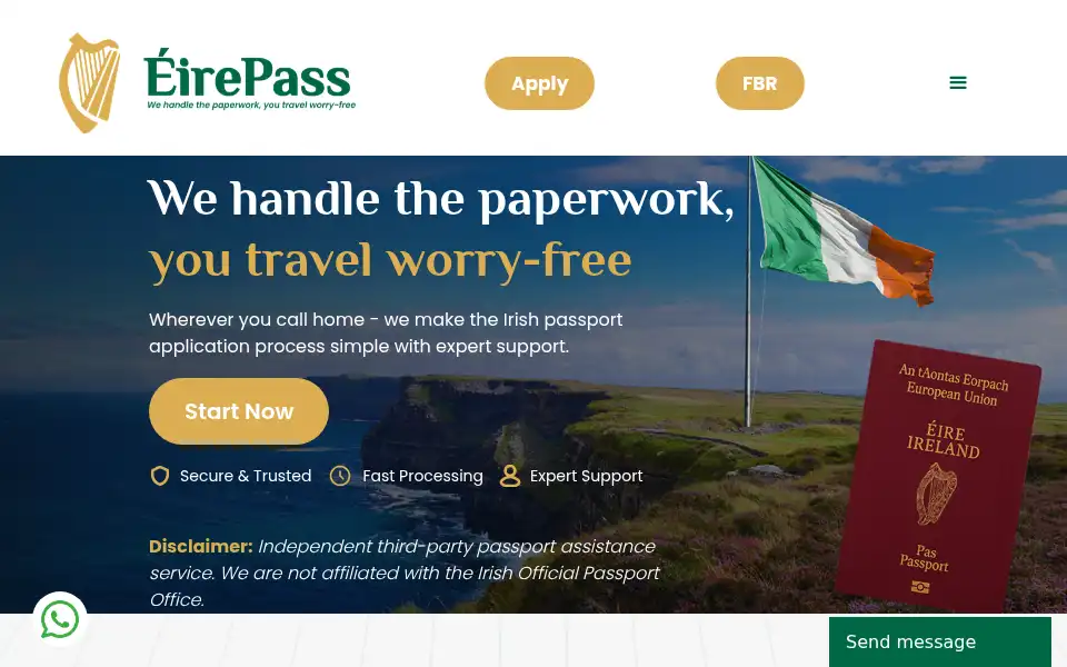 Screenshot of eirepassports.com