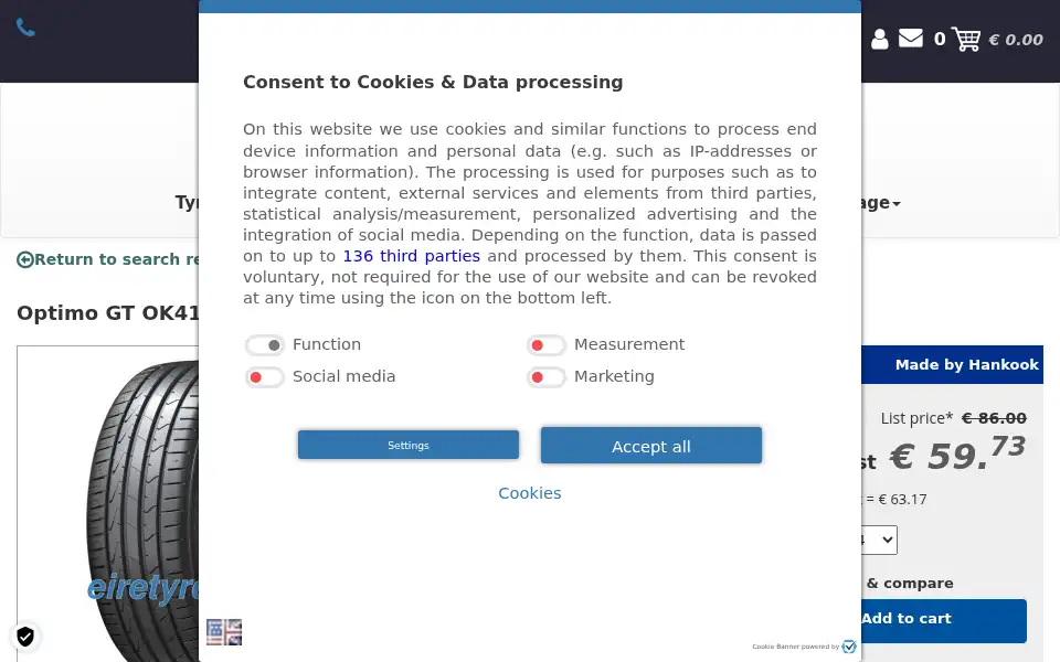 Screenshot of eiretyres.com
