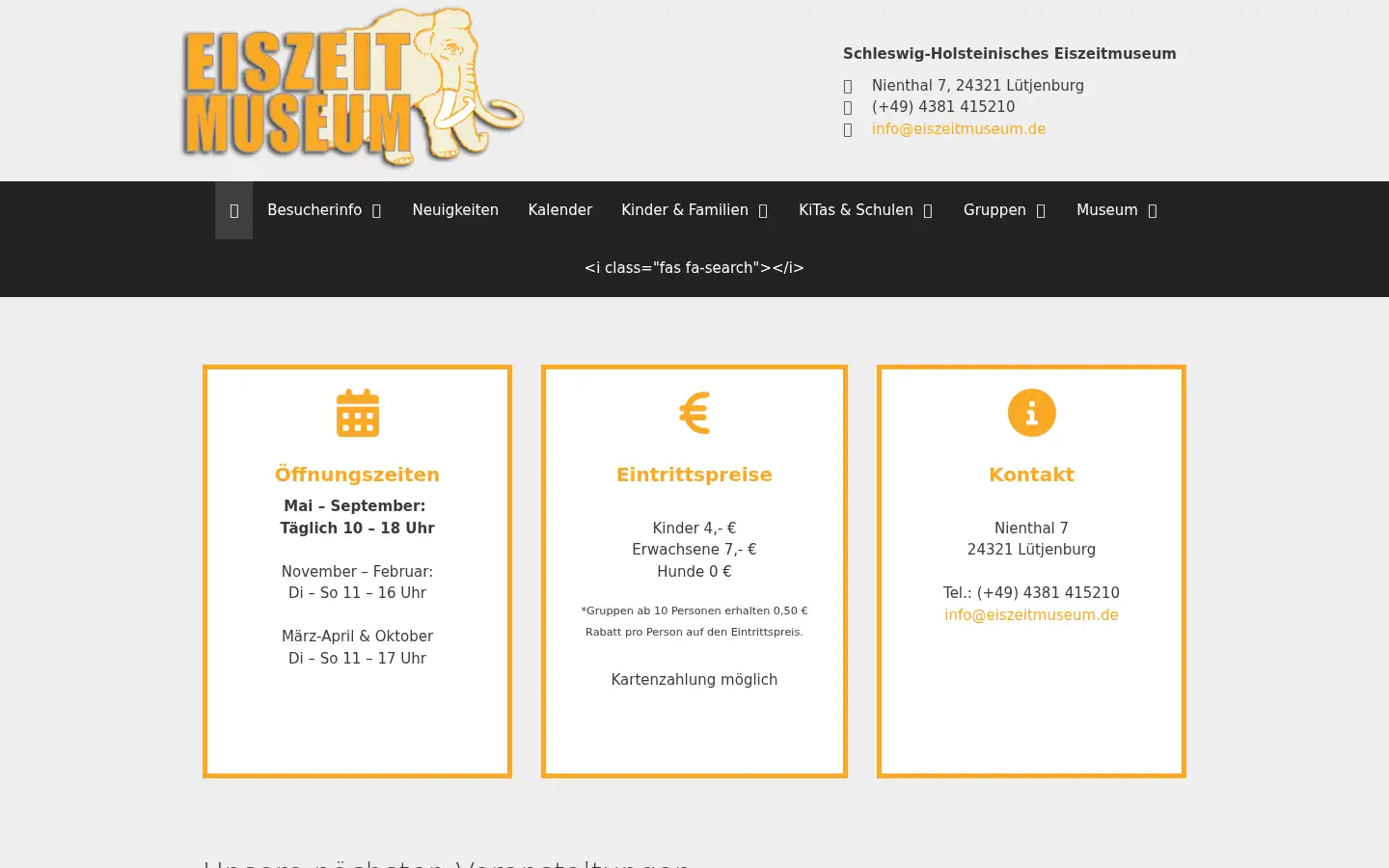 Screenshot of eiszeitmuseum.de