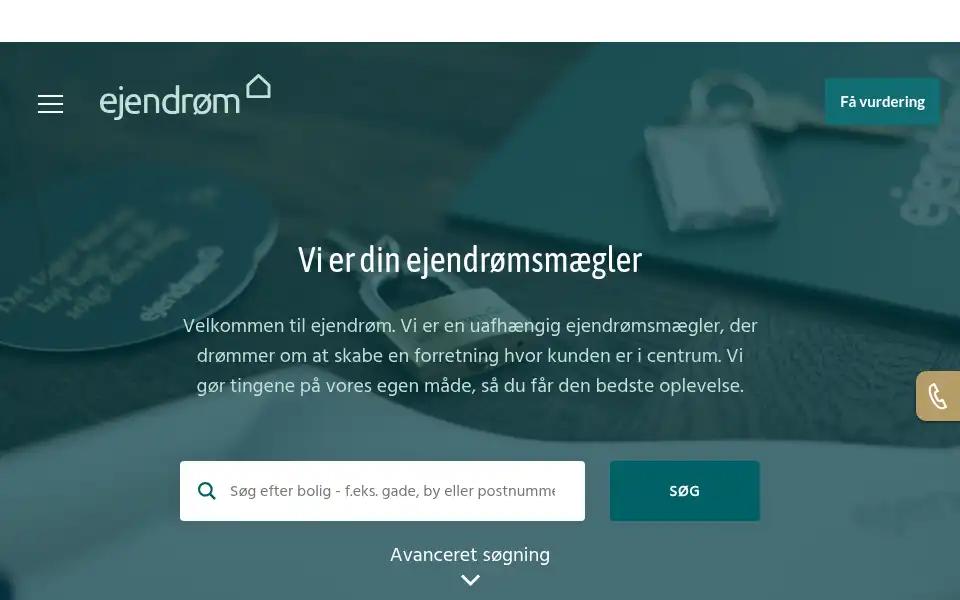 Screenshot of ejendroem.dk