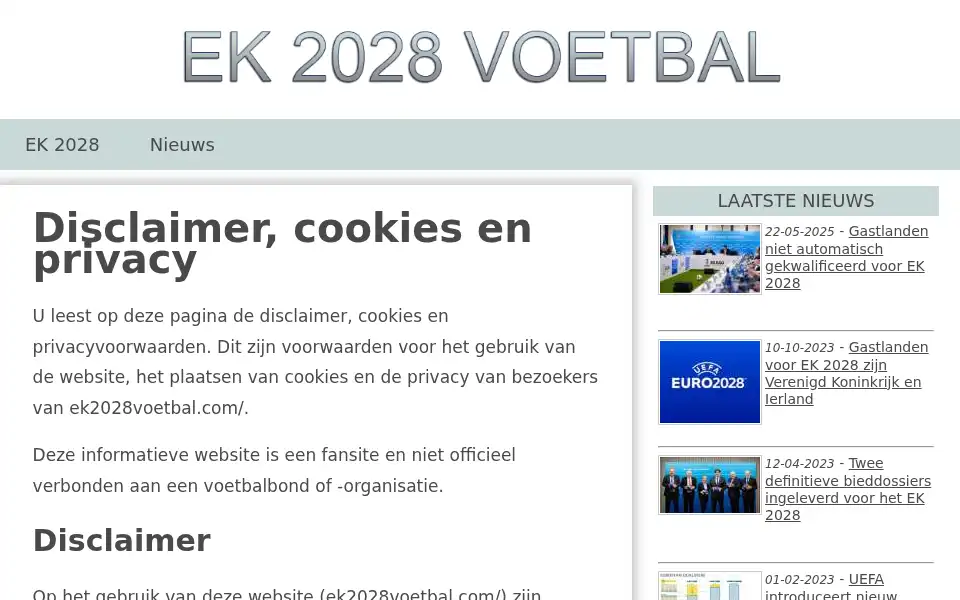 Screenshot of ek2028voetbal.com