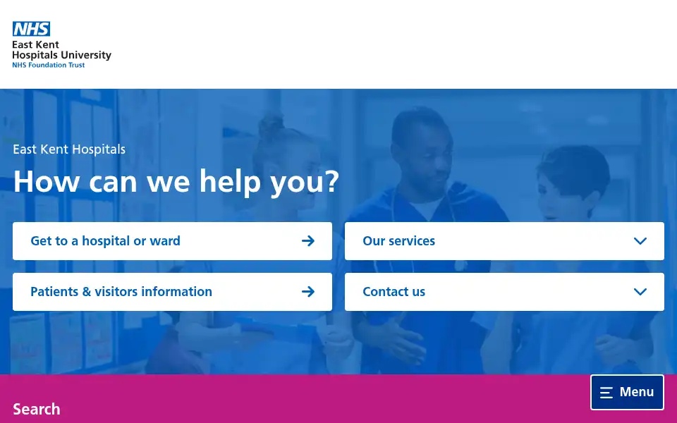 Screenshot of ekhuft.nhs.uk