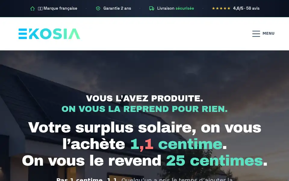 Screenshot of ekosia.fr