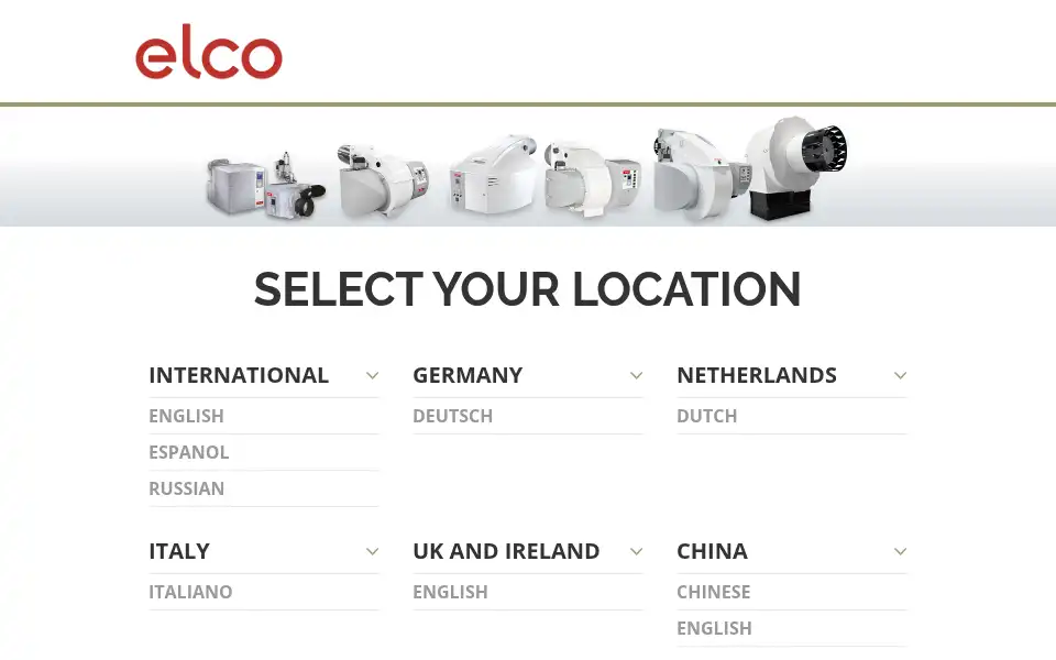 Screenshot of elco-burners.com