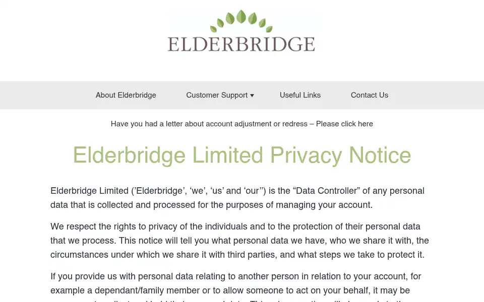 Screenshot of elderbridge.co.uk