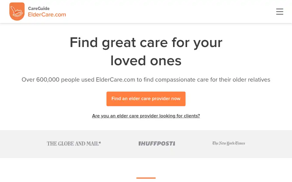 Screenshot of eldercare.com