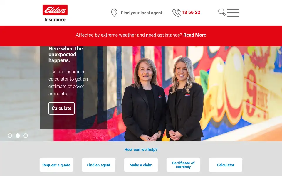Screenshot of eldersinsurance.com.au