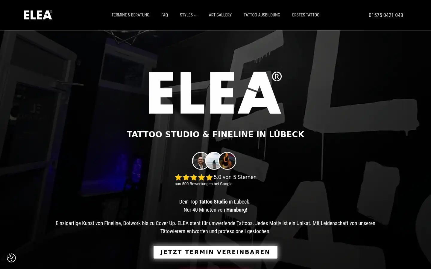 Screenshot of elea-tattoo.de