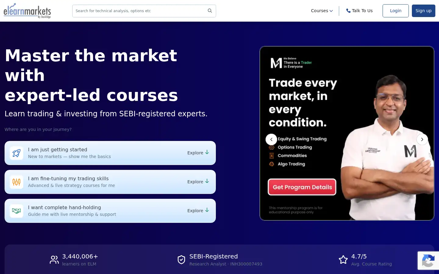 Screenshot of elearnmarkets.com