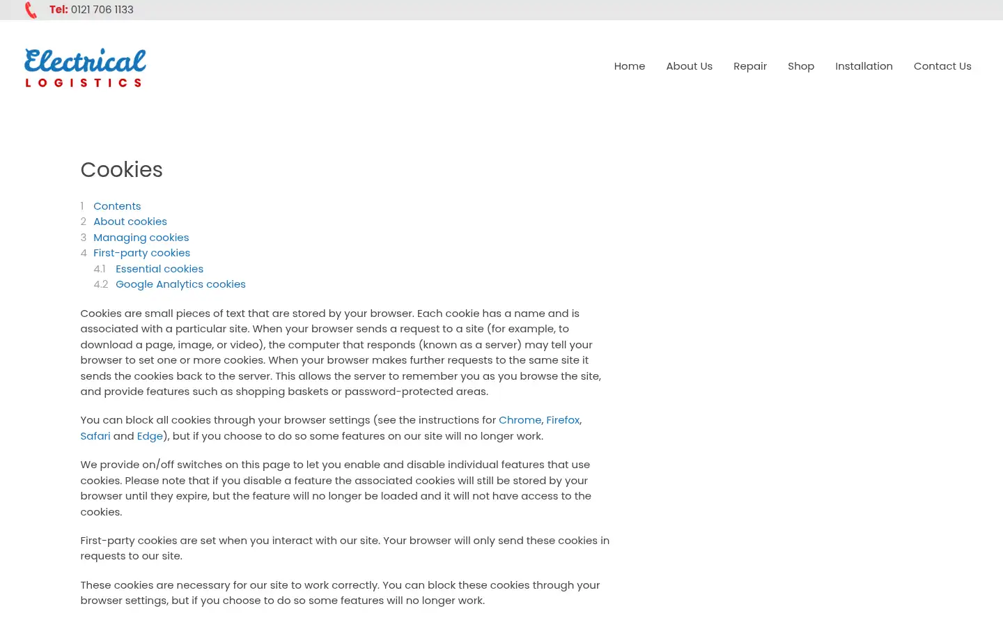 Screenshot of electrical-logistics.co.uk