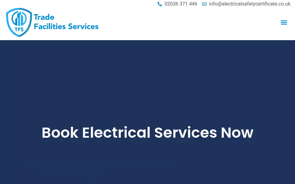 Screenshot of electricalsafetycertificate.co.uk