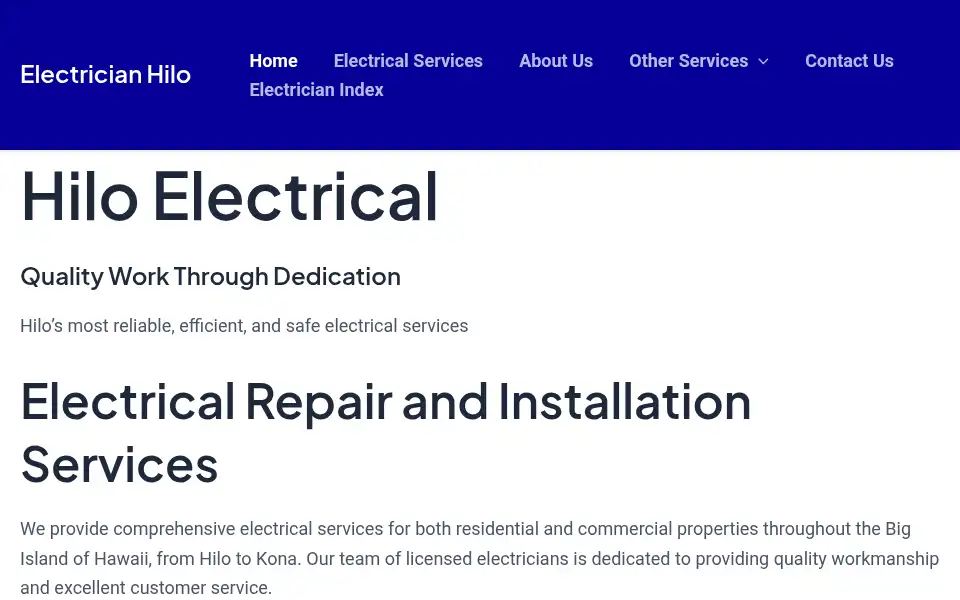 Screenshot of electricianhilo.com