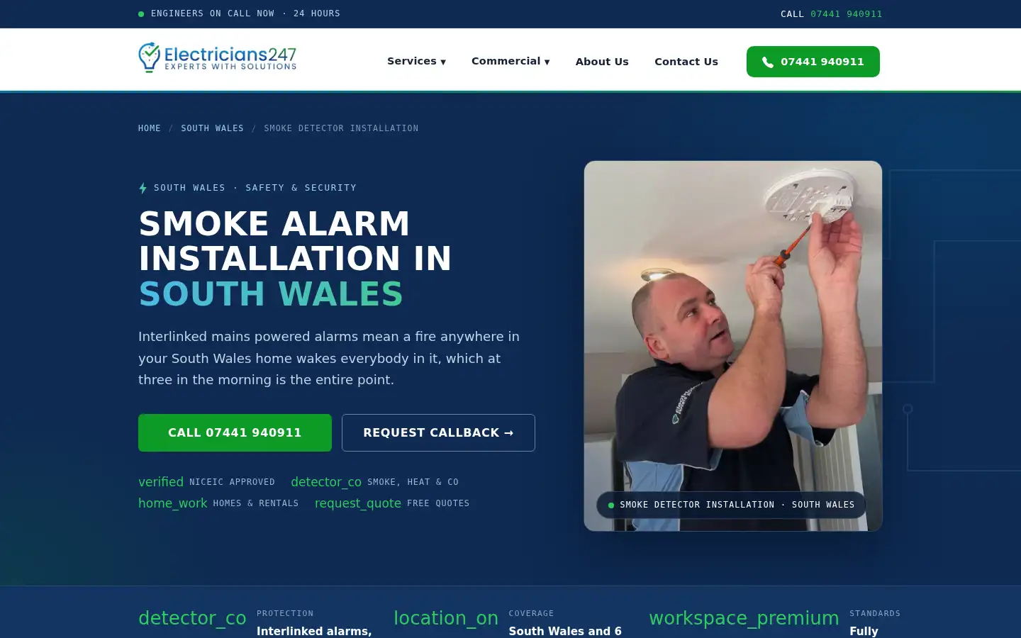 Screenshot of electricians247.co.uk