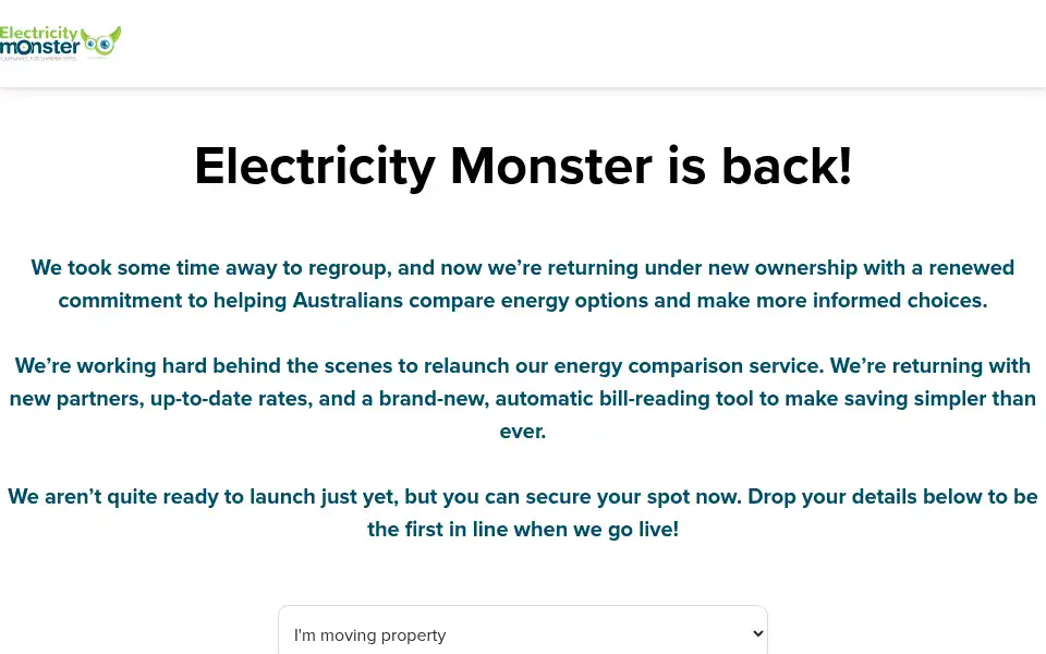 Screenshot of electricitymonster.com.au
