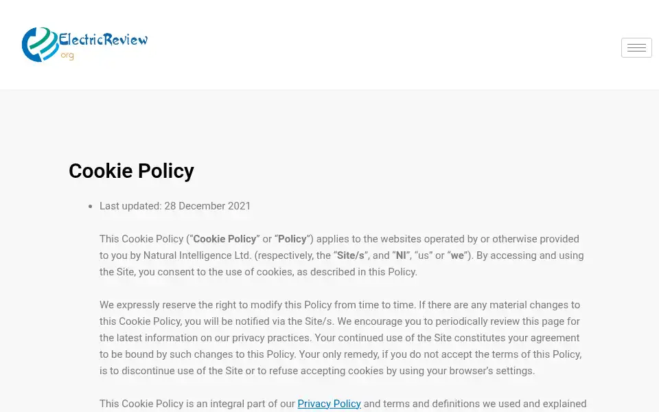 Screenshot of electricreview.org