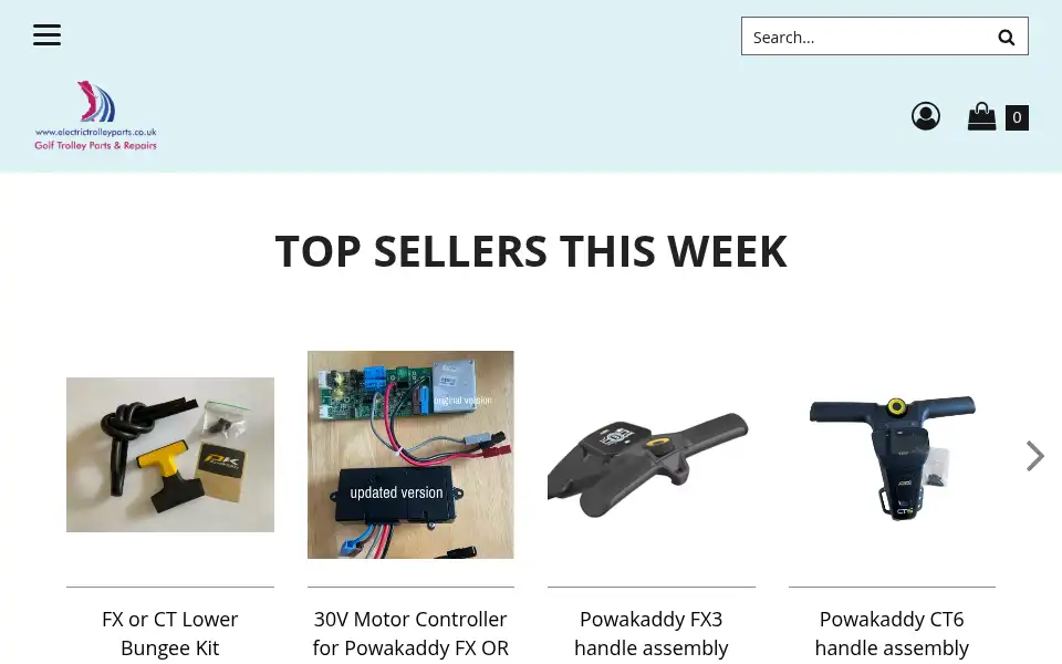 Screenshot of electrictrolleyparts.co.uk