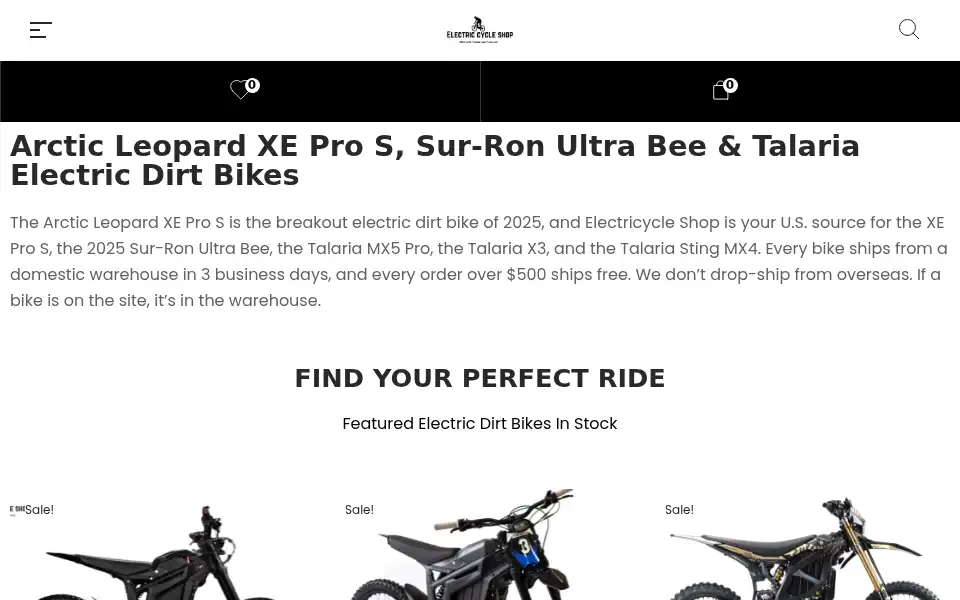 Screenshot of electricycleshop.com