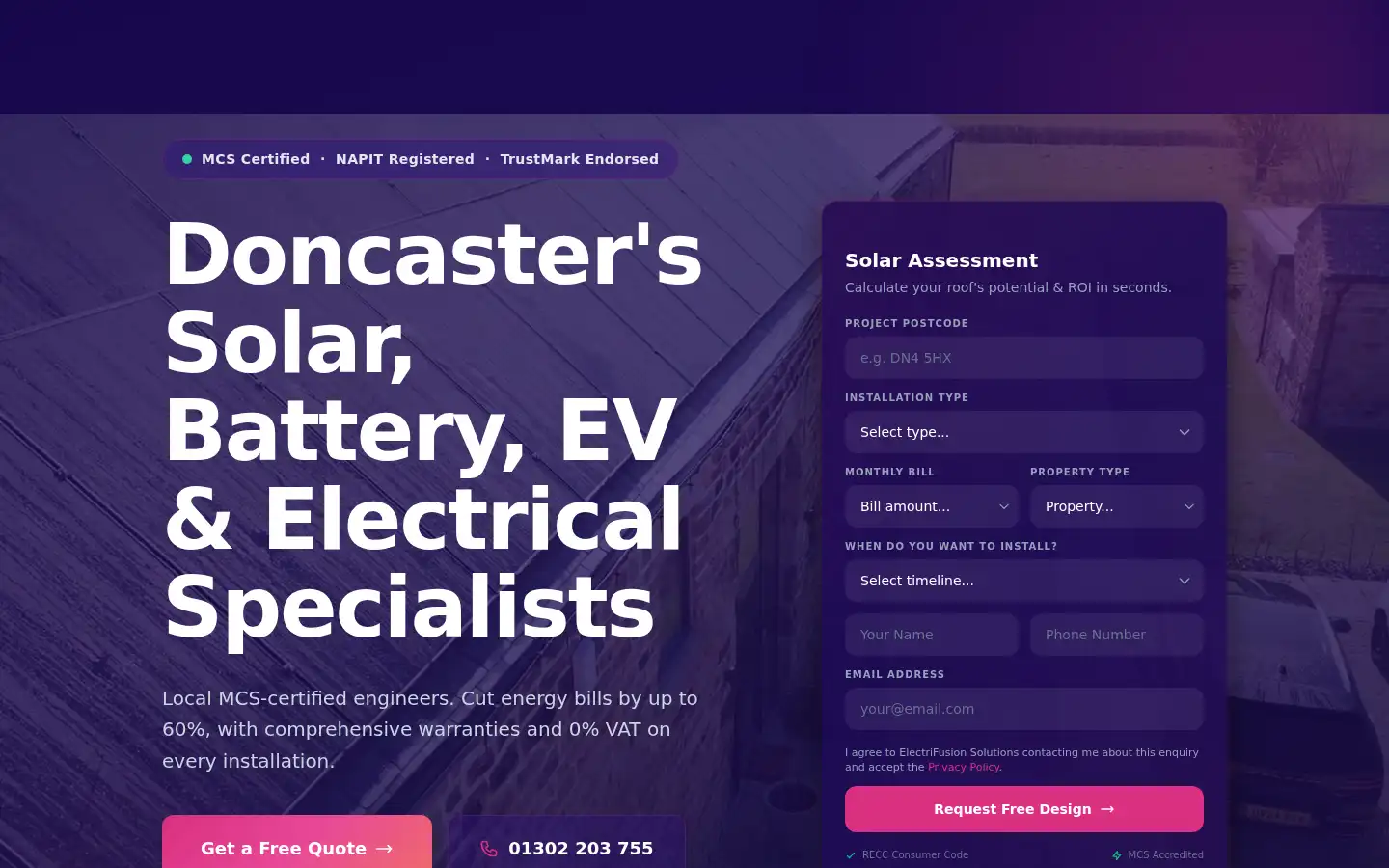 Screenshot of electrifusionsolutions.com
