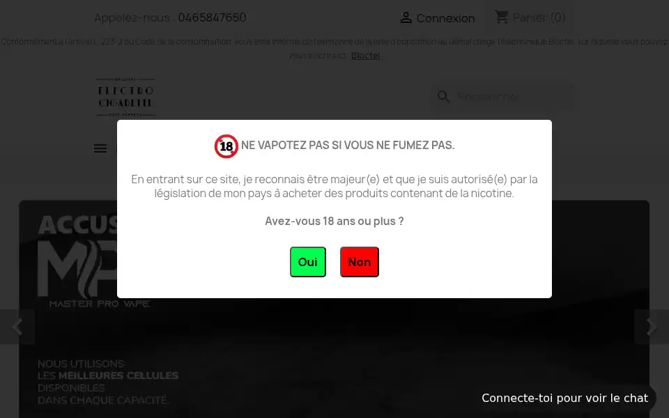 Screenshot of electrocigarette.fr