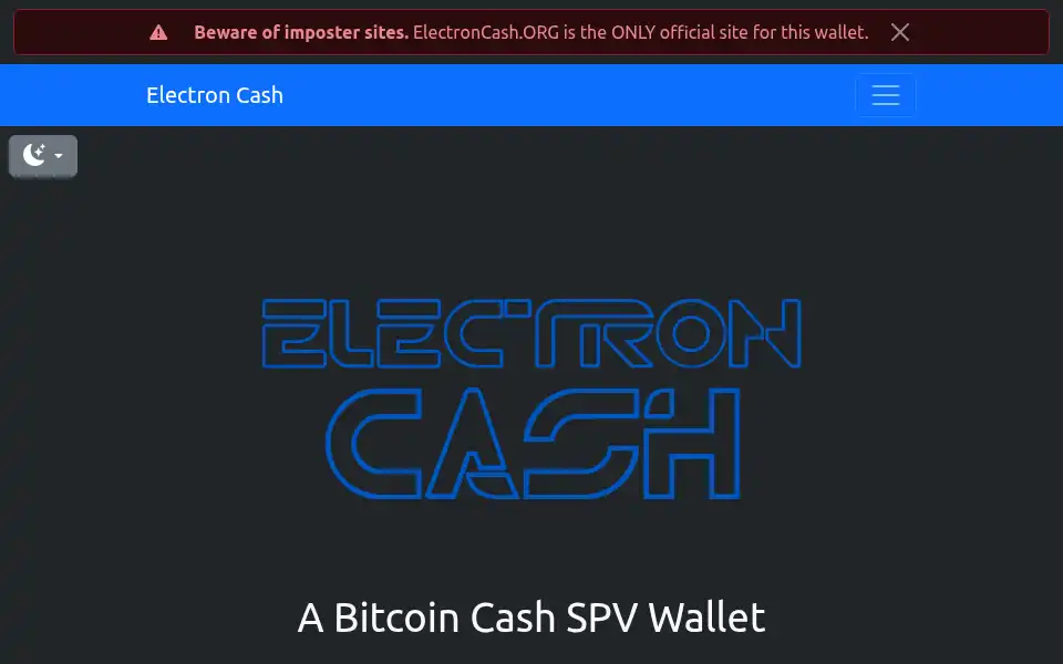 Screenshot of electroncash.org
