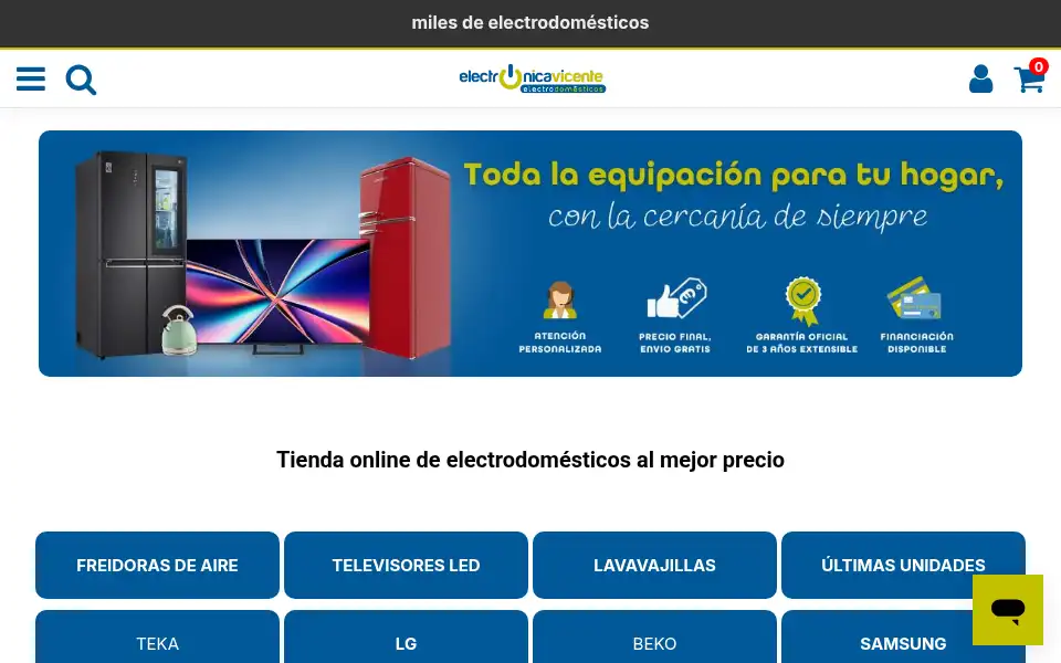 Screenshot of electronicavicente.com