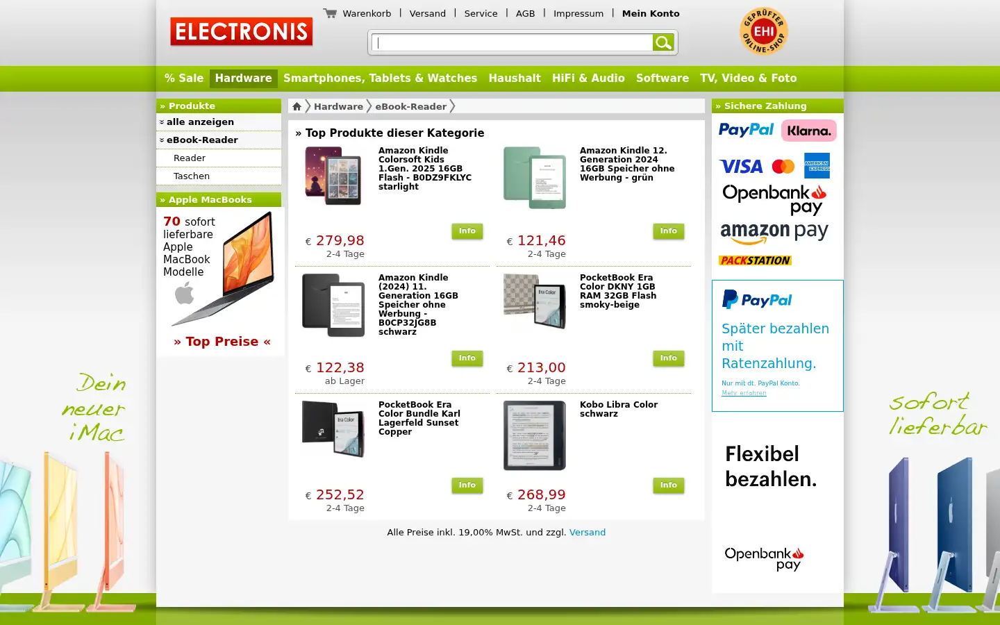 Screenshot of electronis.de