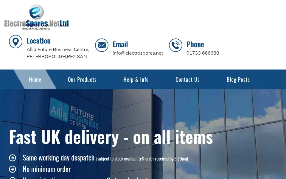 Screenshot of electrospares.net