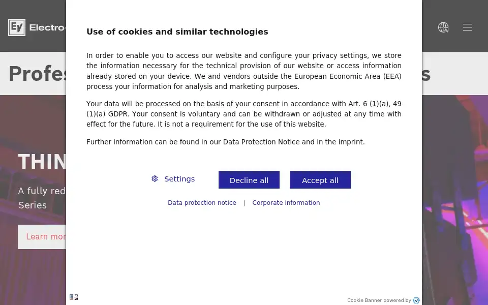 Screenshot of electrovoice.com