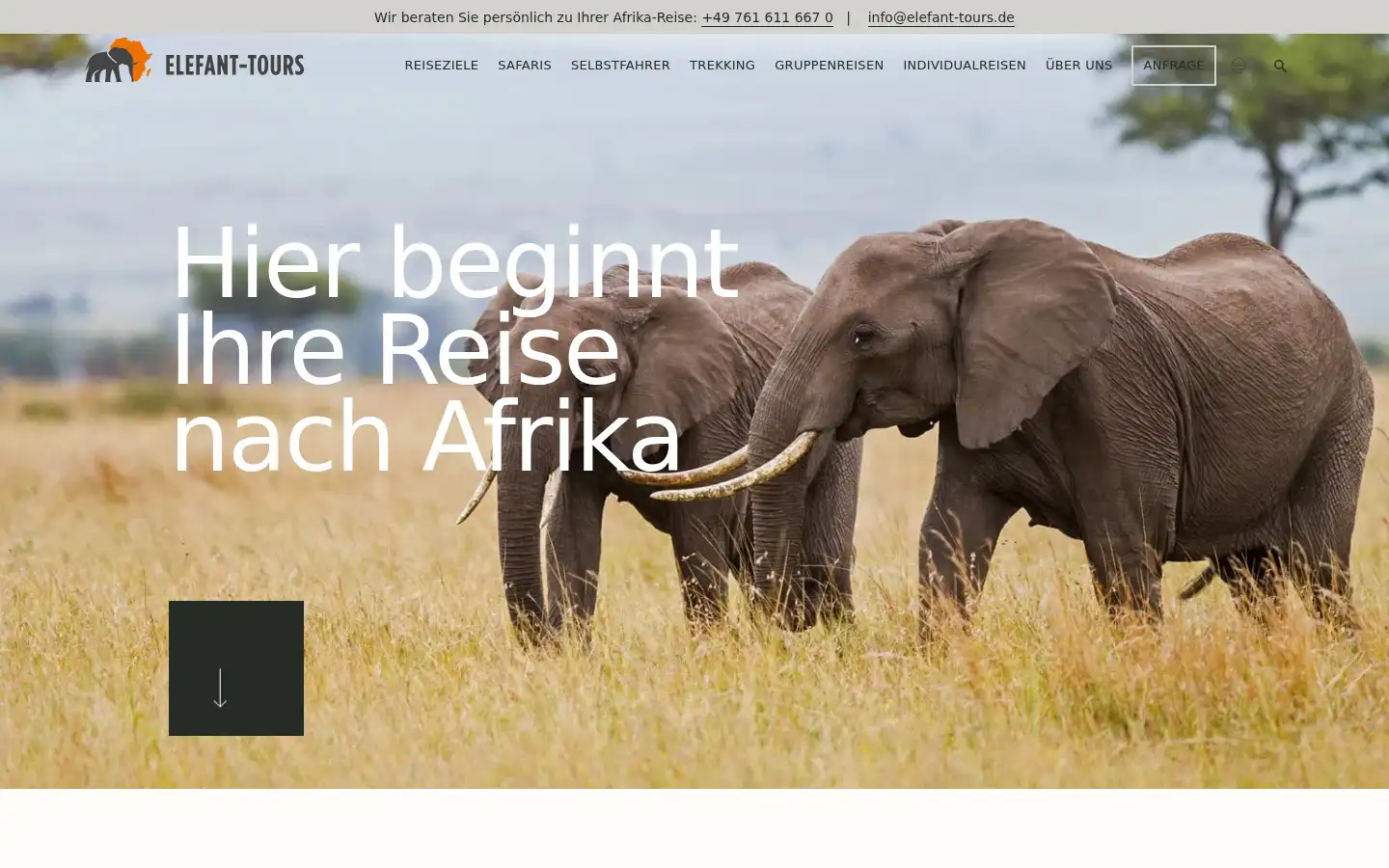 Screenshot of elefant-tours.de