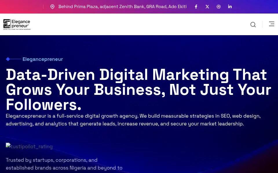 Screenshot of elegancepreneur.com