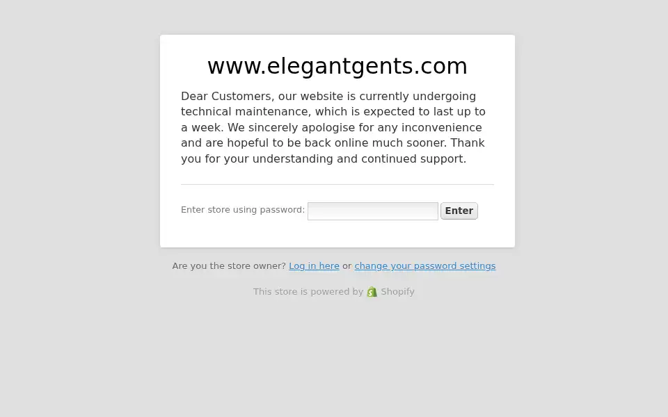 Screenshot of elegantgents.com
