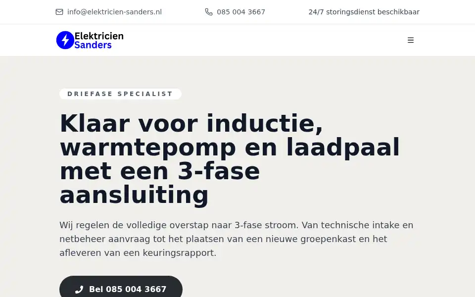 Screenshot of elektricien-sanders.nl