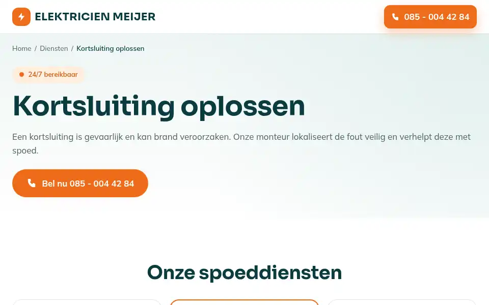 Screenshot of elektricienmeijer.nl