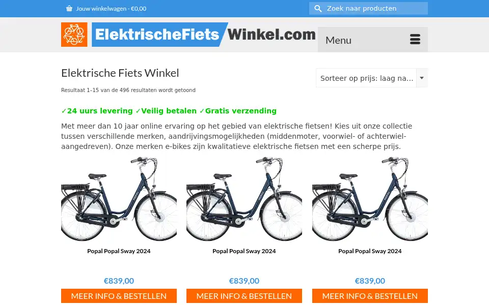Screenshot of elektrischefietswinkel.com