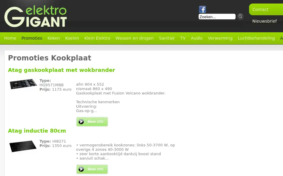 Screenshot of elektrogigant.be