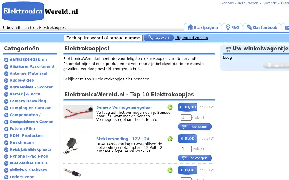 Screenshot of elektronicawereld.nl