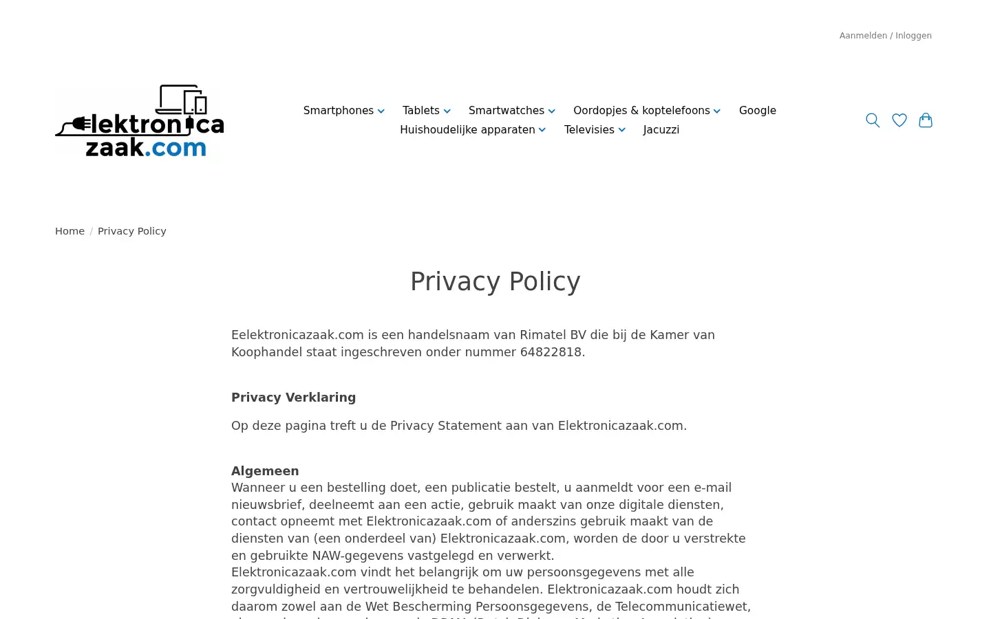 Screenshot of elektronicazaak.com