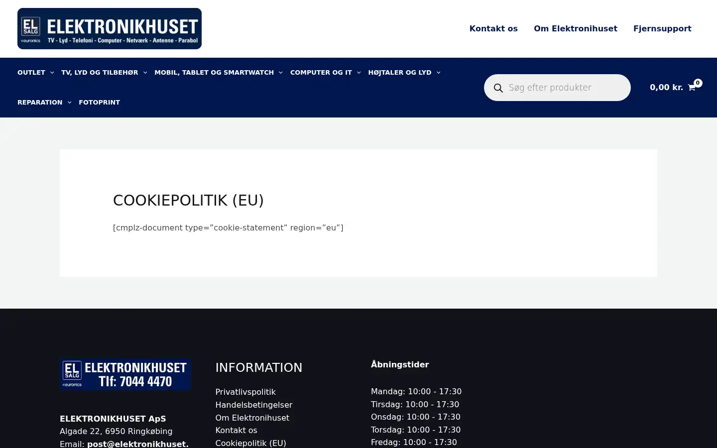 Screenshot of elektronikhuset.dk