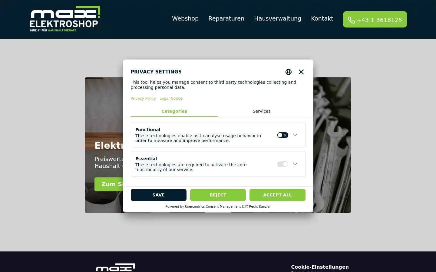 Screenshot of elektroshopmax.at