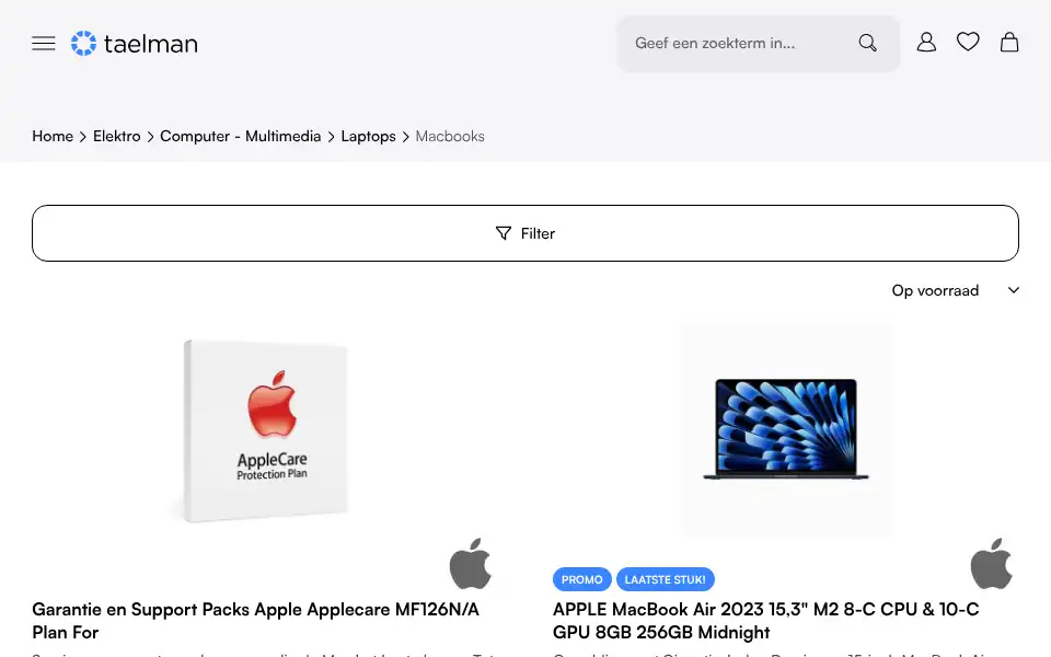 Screenshot of elektrotaelman.be