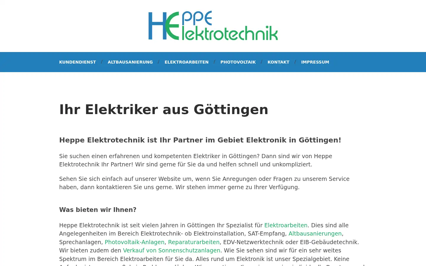 Screenshot of elektrotechnik-heppe.de