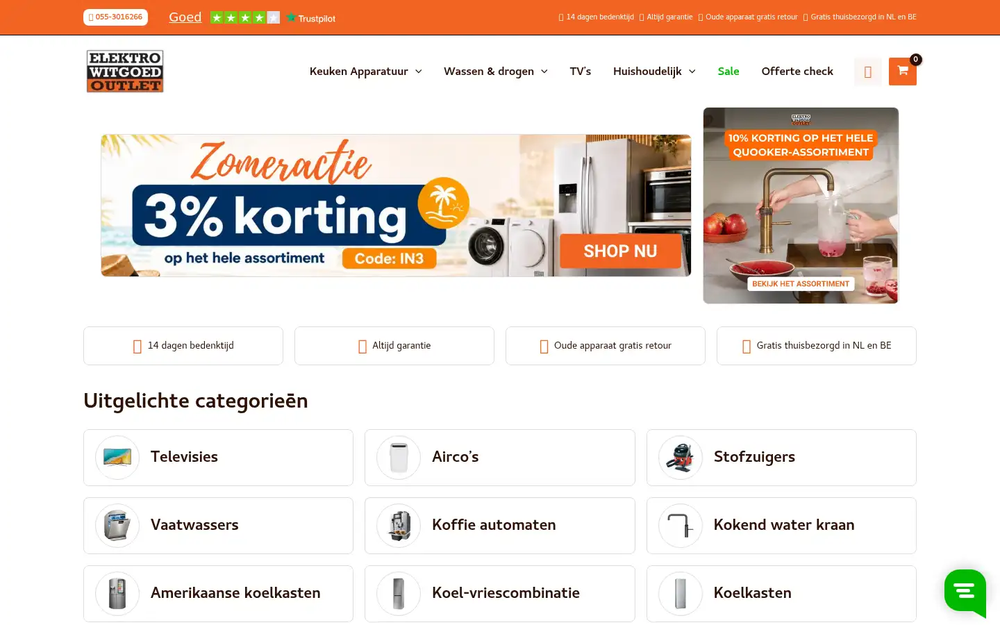 Screenshot of elektrowitgoedoutlet.nl
