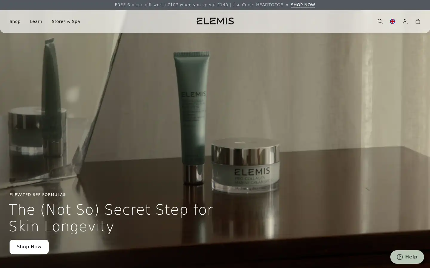 Screenshot of elemis.com