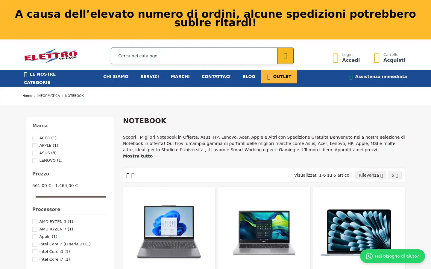 Screenshot of elettrovillage.it